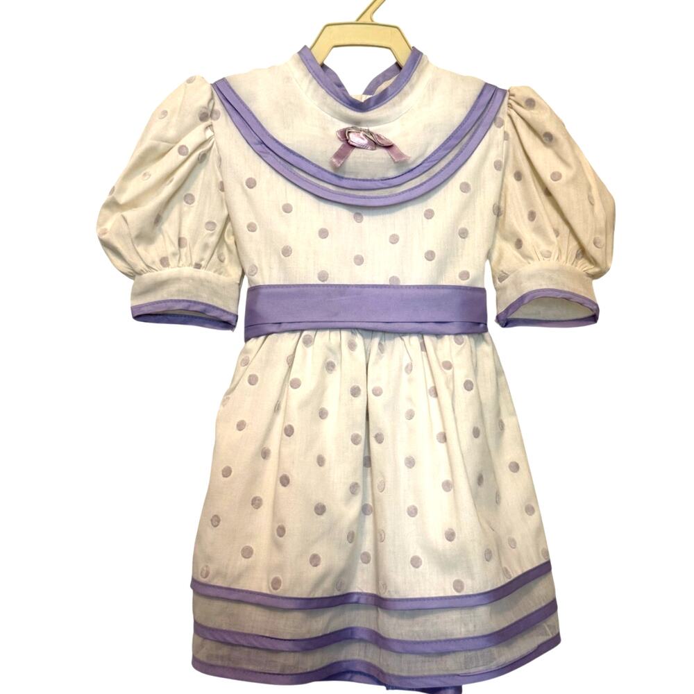 Vintage Nana's Pet Dress White Purple Polkadot 2T 3T
